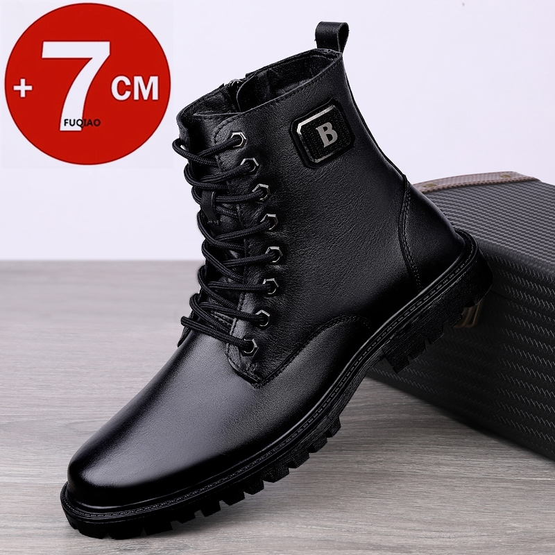 Men'S Shoes Daily Use - Men's Genuine Leather Elevator Boots Winter