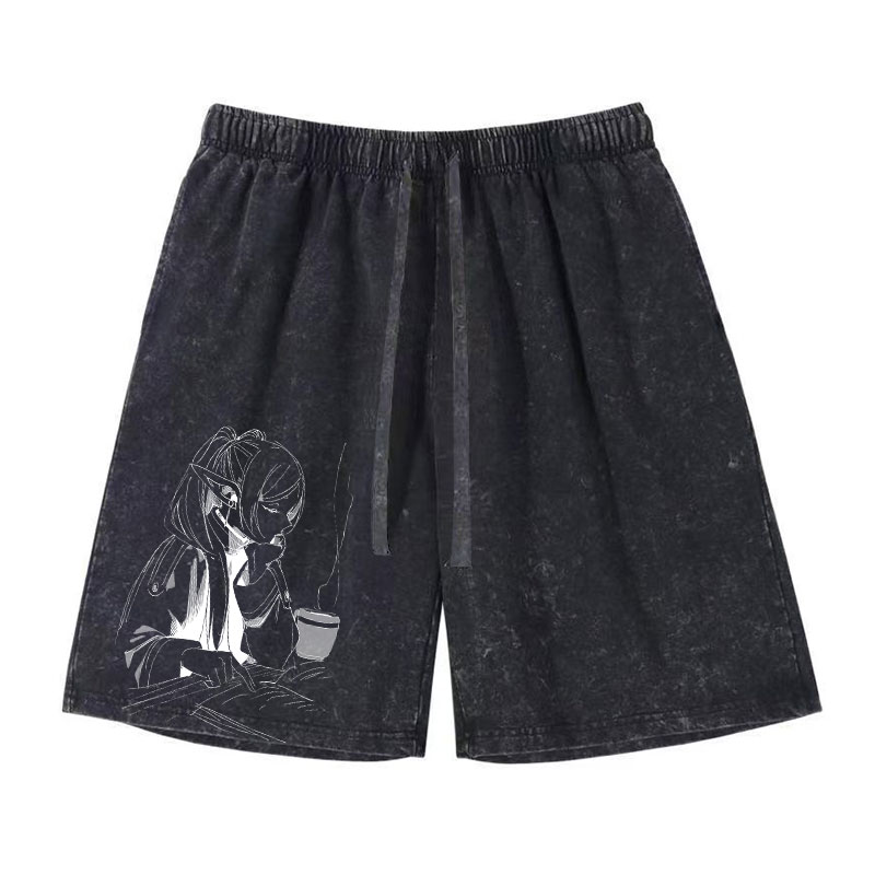 Men'S Shoes Xl - Anime Frieren Shorts Vintage Washed Manga