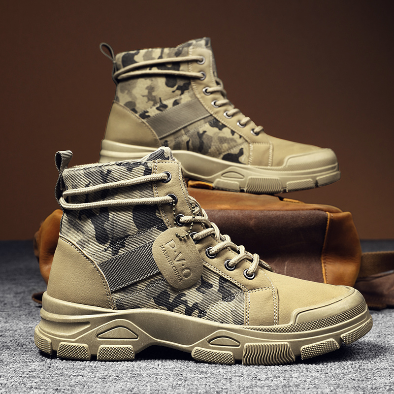 Men'S Shoes Daily Use - High-Top Boots for Men Autumn Camouflage