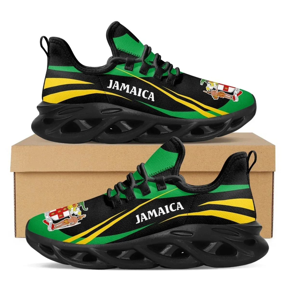 Men Shoes Trainers - Jamaica Flag Print Sneakers Women's Outdoor