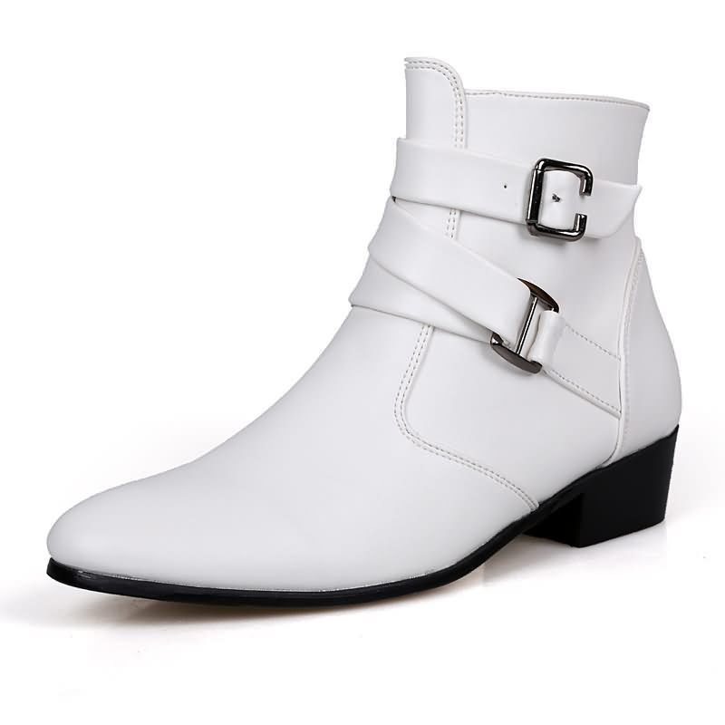Men Shoes White Colour - Luxury Men Boots Leather Chelsea Boots