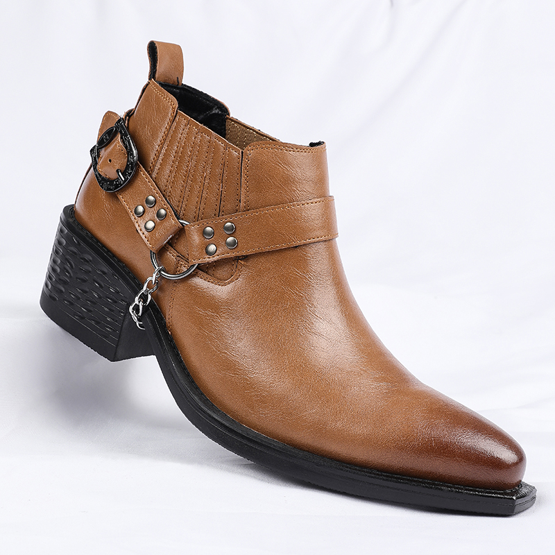 New Brown /Black Cow Leather B - Shoes Heels Men 评论和价格