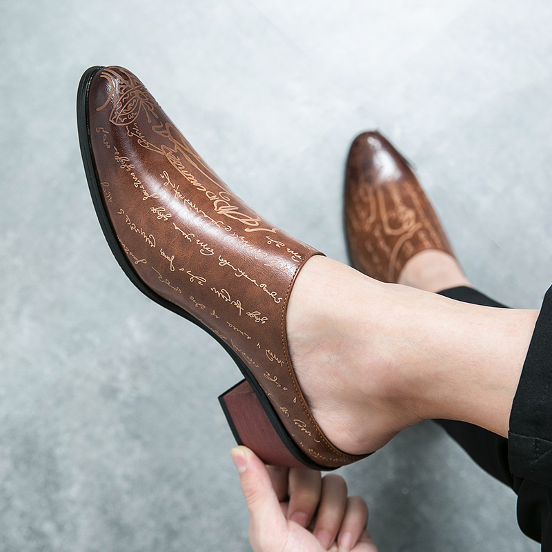 Men Brown Leather Mules Slippe - Shoes Heels Men 评论和价格