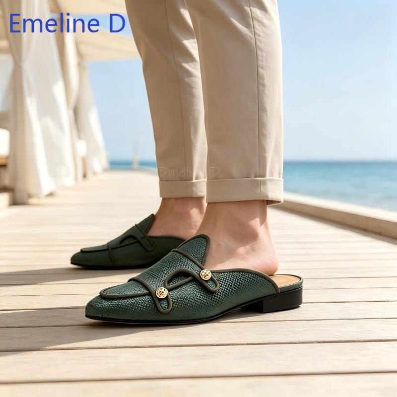 Woven Textile Backless Loafer  - Shoes Heels Men 评论和价格