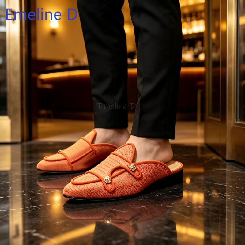 Woven Textile Backless Loafer  - Shoes Heels Men 评论和价格