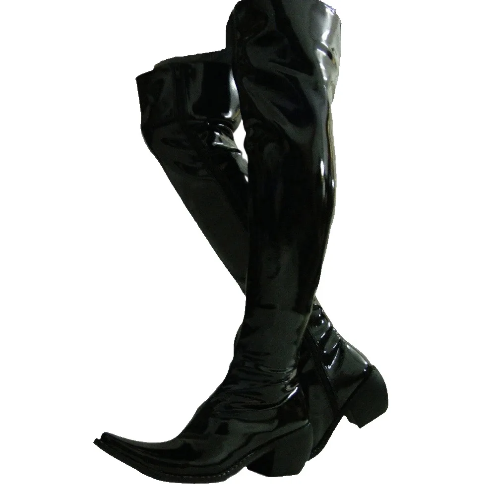 Fashion Men Patent Leather Ove - Shoes Heels Men 评论和价格