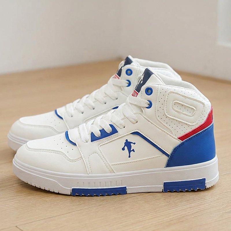 Men's White High-Top Color Blo - Men Shoes White Colour 评论和价格