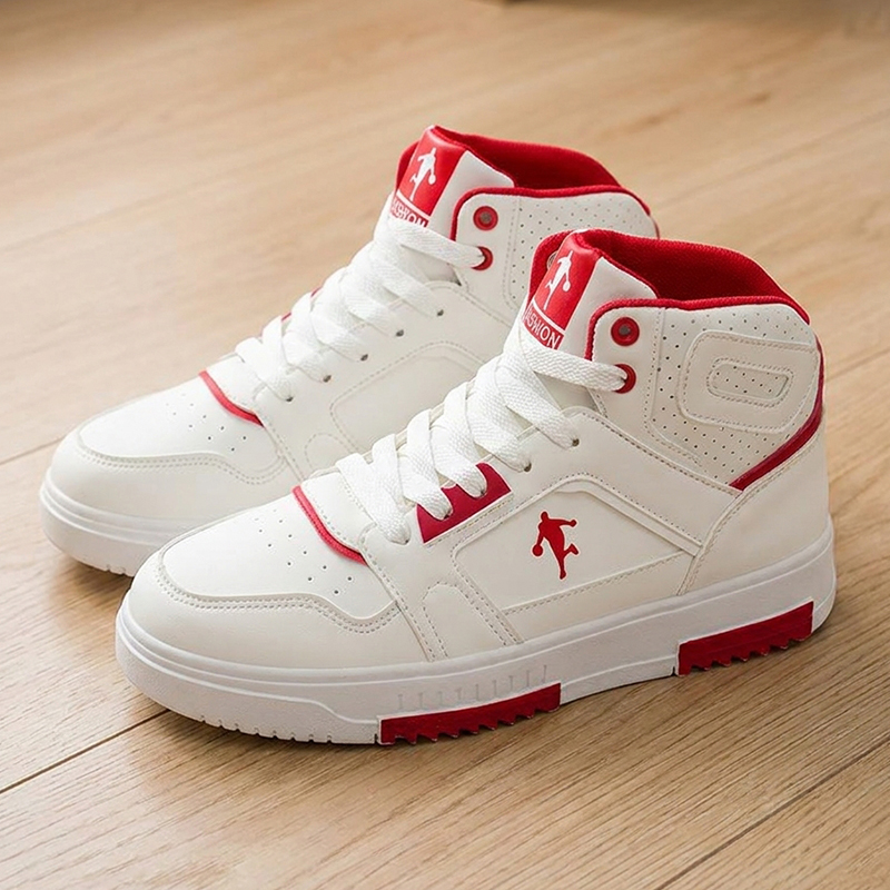 Men's White High-Top Color Blo - Men Shoes White Colour 评论和价格